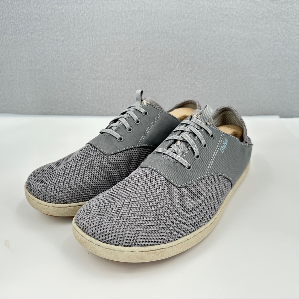 OluKai Nohea Moku No Tie Boat Shoes Mens 12 Gray Mesh Slip On Comfort Sneakers